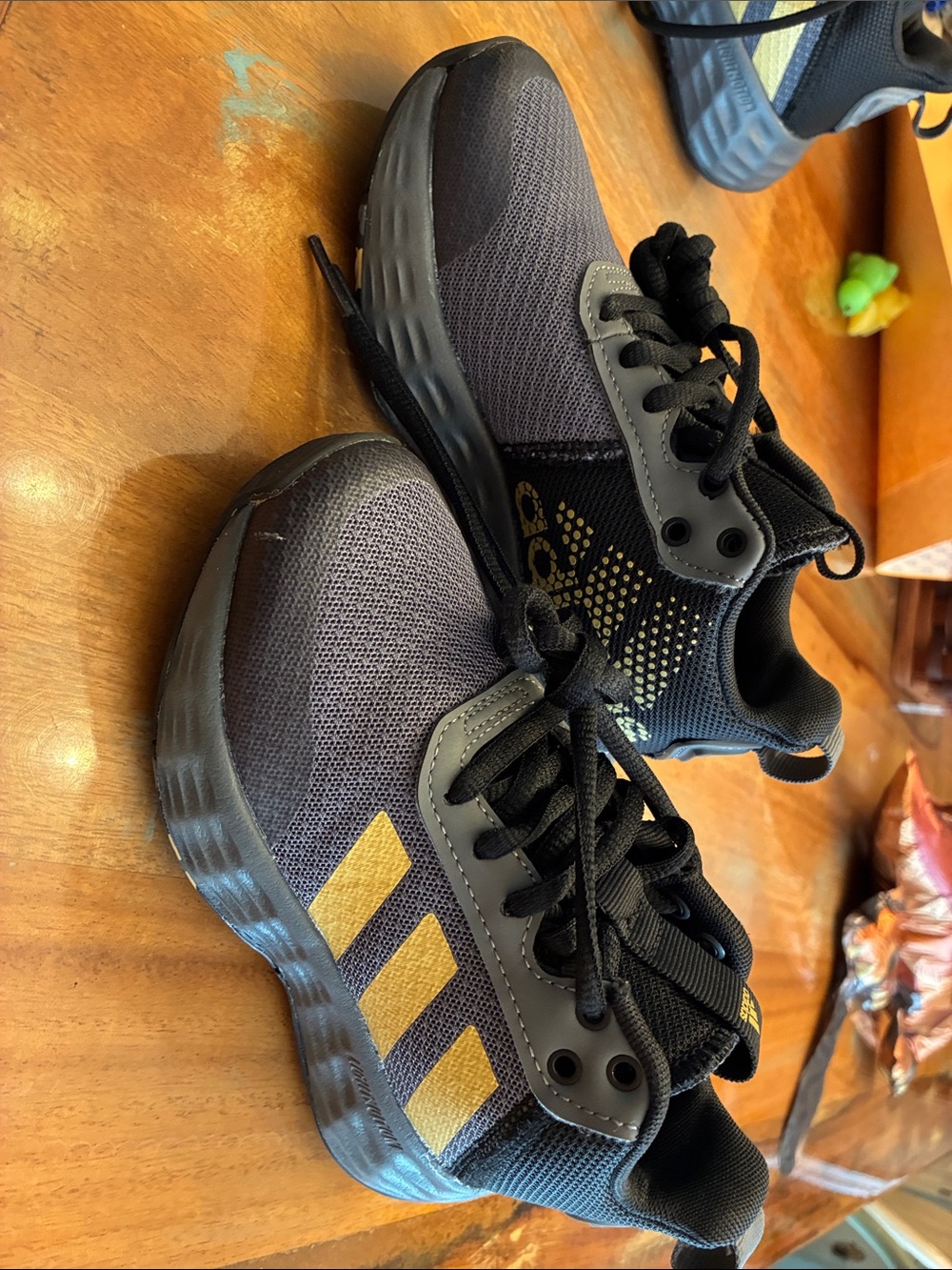 adidas Kids Black and Gold Lightweight Sneakers
